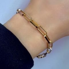 Çift Renk Altın Ataç Zincir Bileklik - BLK0880