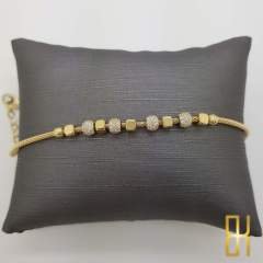 Taşlı Top Charmlı 14 Ayar Altın Bileklik