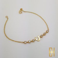 Taşlı Nal Detaylı 14 Ayar Altın Bileklik