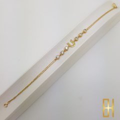 Taşlı Nal Detaylı 14 Ayar Altın Bileklik