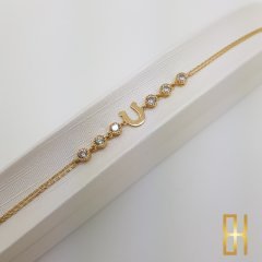 Taşlı Nal Detaylı 14 Ayar Altın Bileklik