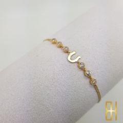 Taşlı Nal Detaylı 14 Ayar Altın Bileklik