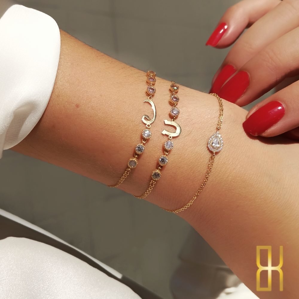 Taşlı Nal Detaylı 14 Ayar Altın Bileklik