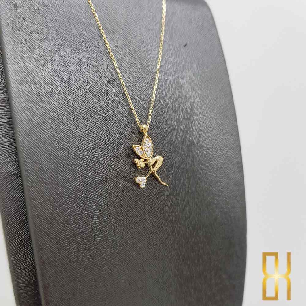 Taşlı Kalpli Peri Kızı 14 Ayar Altın Kolye