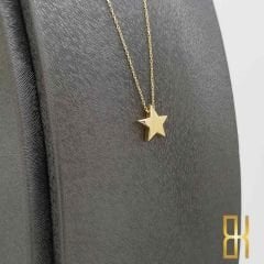 3 Boyutlu Yıldız 14 Ayar Altın Kolye