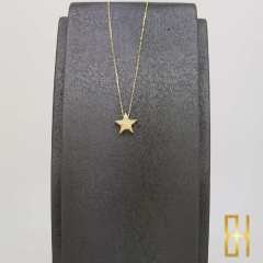 3 Boyutlu Yıldız 14 Ayar Altın Kolye