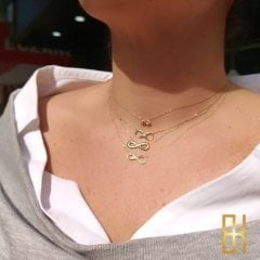 Taşlı Sonsuzluk Kolyesi - 14 Ayar Altın