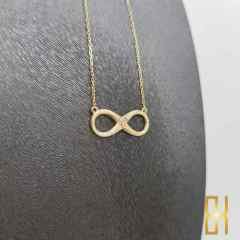 Taşlı Sonsuzluk Kolyesi - 14 Ayar Altın