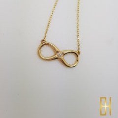 Taşlı Sonsuzluk Kolyesi - 14 Ayar Altın