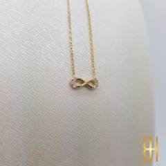 Taşlı Sonsuzluk Detaylı Altın Kolye 14 Ayar