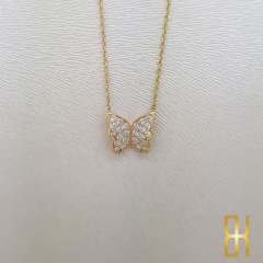 Taşlı Kelebek Kolye Altın 14 Ayar