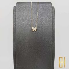 Taşlı Kelebek Kolye Altın 14 Ayar