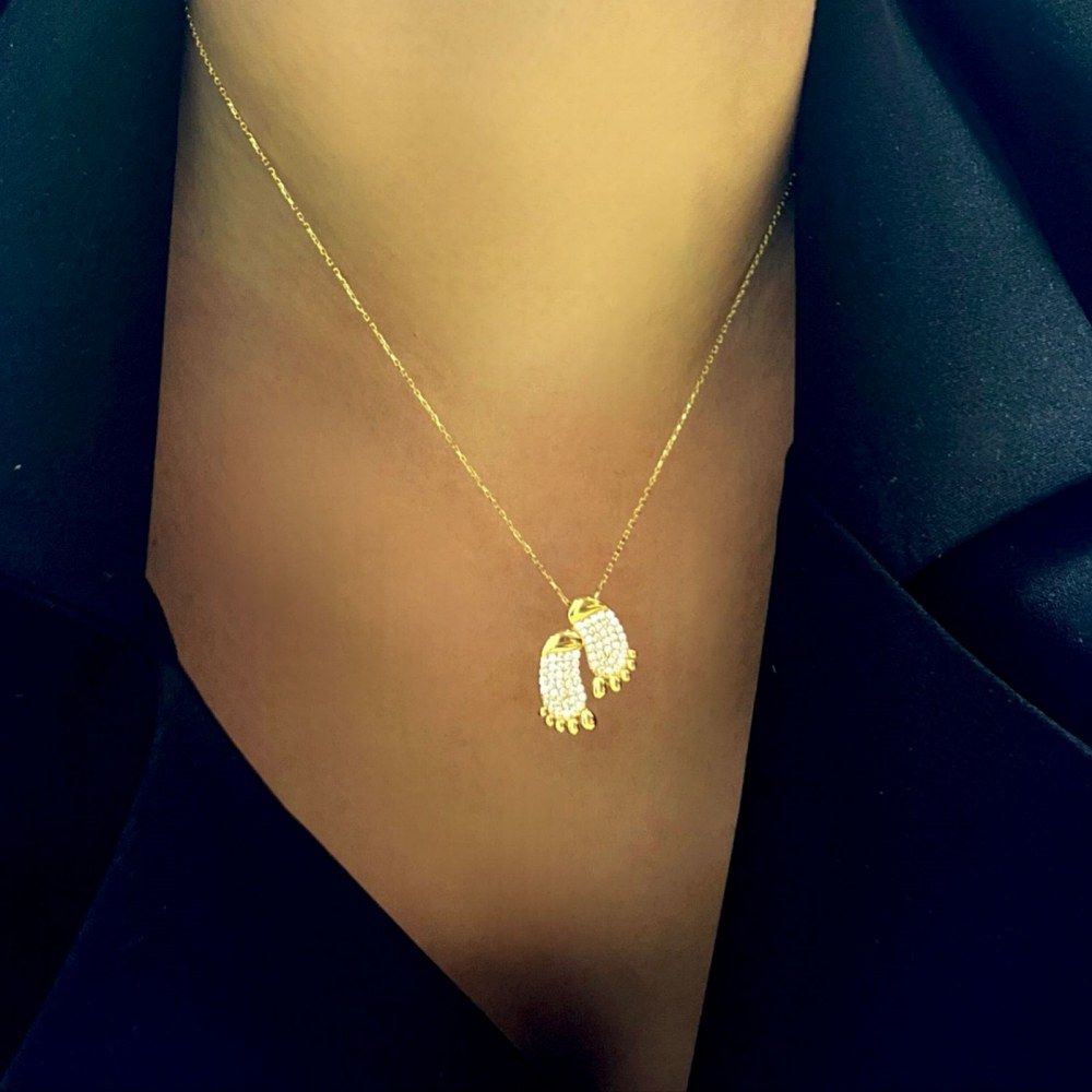 Bebek Ayak İzi Kolye - 14 Ayar Altın