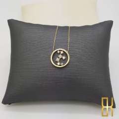 7 Taşlı Daire Kolye - 14 Ayar Altın