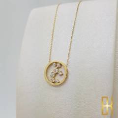 7 Taşlı Daire Kolye - 14 Ayar Altın