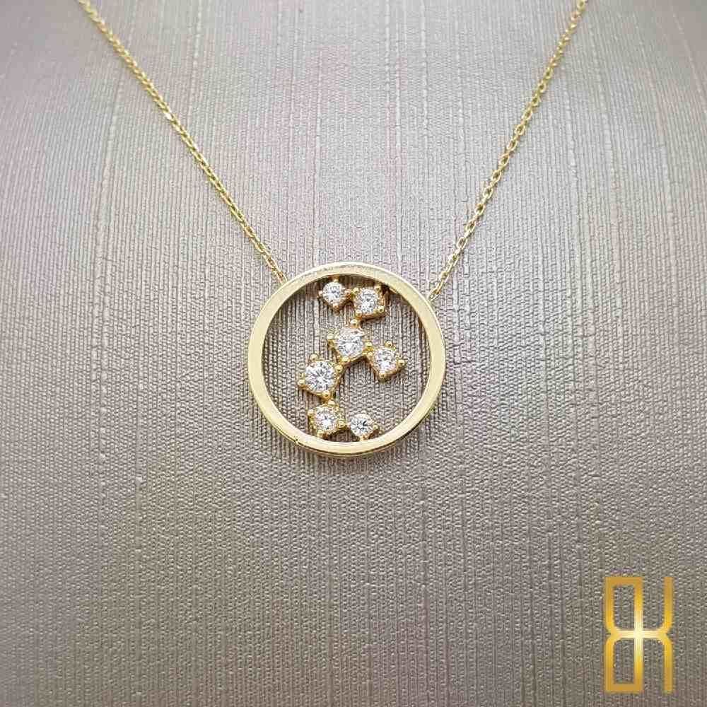 7 Taşlı Daire Kolye - 14 Ayar Altın