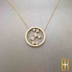 7 Taşlı Daire Kolye - 14 Ayar Altın