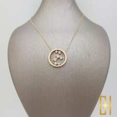 7 Taşlı Daire Kolye - 14 Ayar Altın