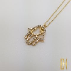 Fatma Ana Eli ve Vav Kolye - 14 Ayar Altın