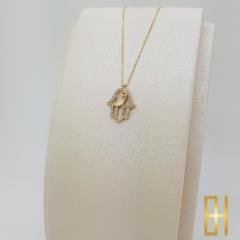 Fatma Ana Eli ve Vav Kolye - 14 Ayar Altın