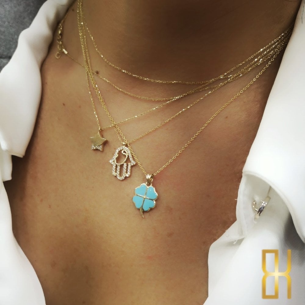 Fatma Ana Eli ve Vav Kolye - 14 Ayar Altın