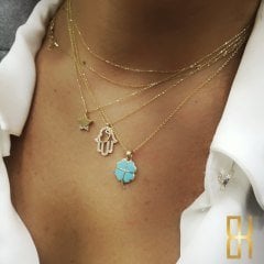 Fatma Ana Eli ve Vav Kolye - 14 Ayar Altın