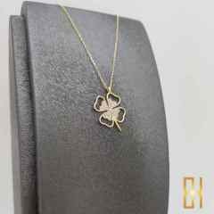 Çerçeveli Yonca Kolye - 14 Ayar Altın