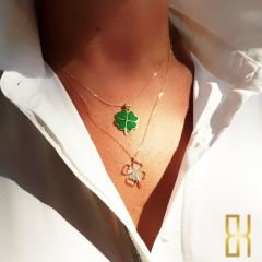 Çerçeveli Yonca Kolye - 14 Ayar Altın