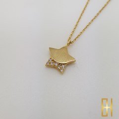 3 Boyutlu Yıldız Kolye Altın 14 Ayar