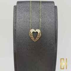 Taşlı Melek Kanatları Altın Kolye