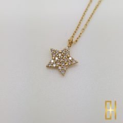 Taşlı Yıldız Kolye Altın 14 Ayar