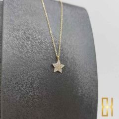 Taşlı Yıldız Kolye Altın 14 Ayar