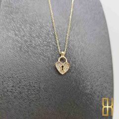 Kalpli Kilit Kolye 14 Ayar Altın