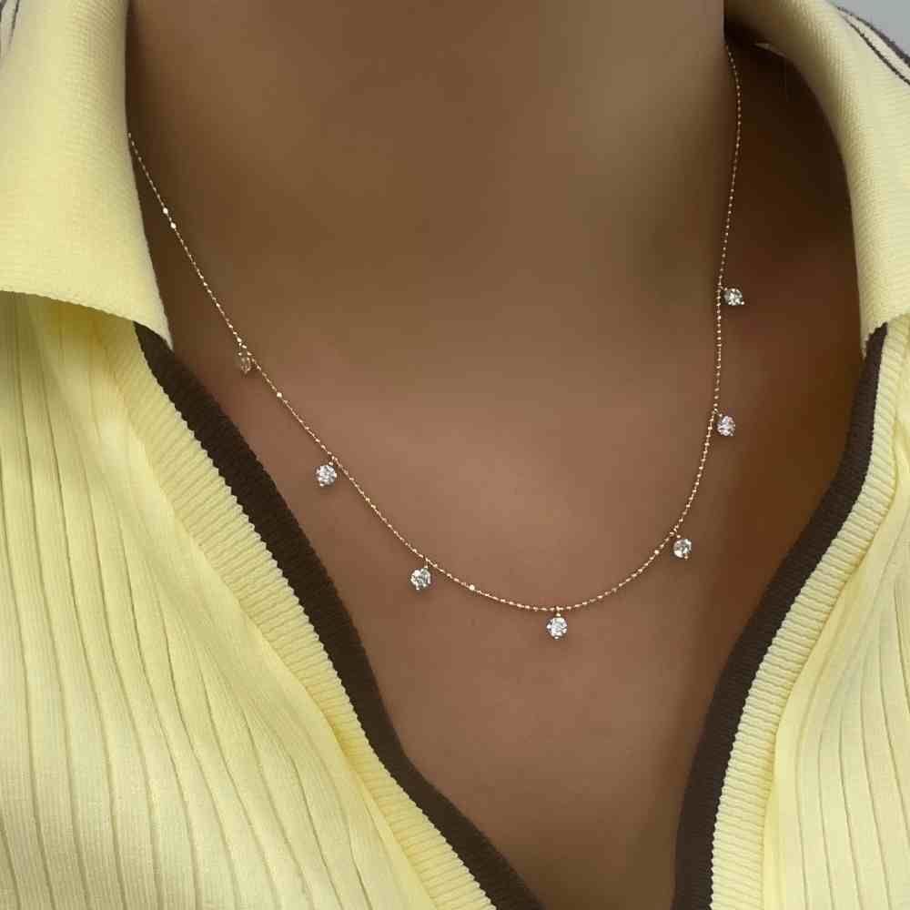 Taşlı Top Zincir Kolye – KLY0981