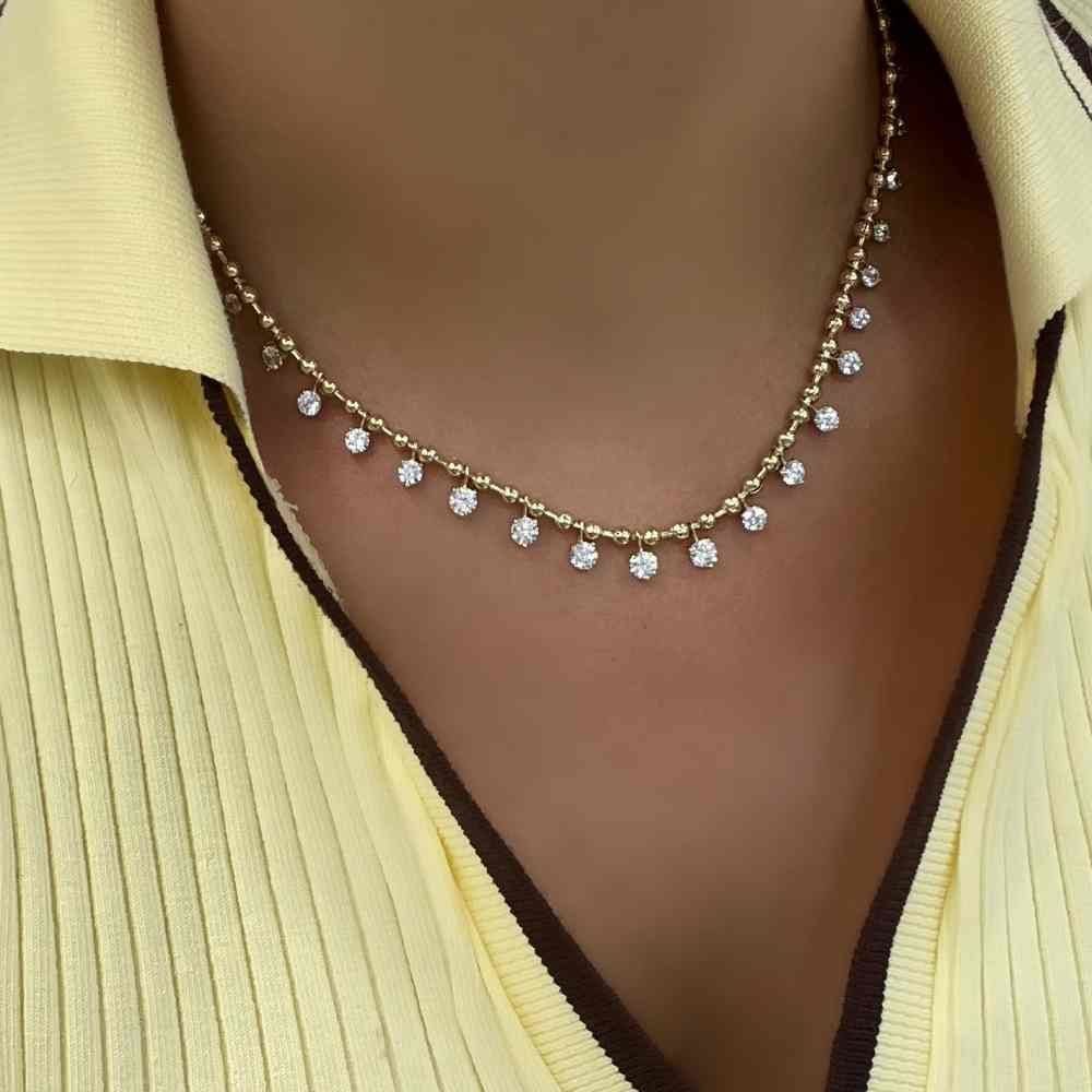 Taşlı Top Zincir Kolye – KLY0978