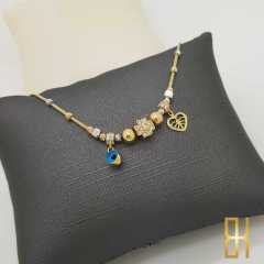 Nazar Boncuklu Charm Bileklik 14 Ayar Altın