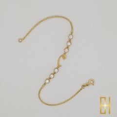 Taşlı Vav Altın Bileklik