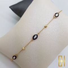 Göz Nazar Boncuk ve Dorikalı 14 Ayar Altın Bileklik