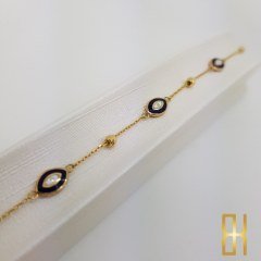 Göz Nazar Boncuk ve Dorikalı 14 Ayar Altın Bileklik