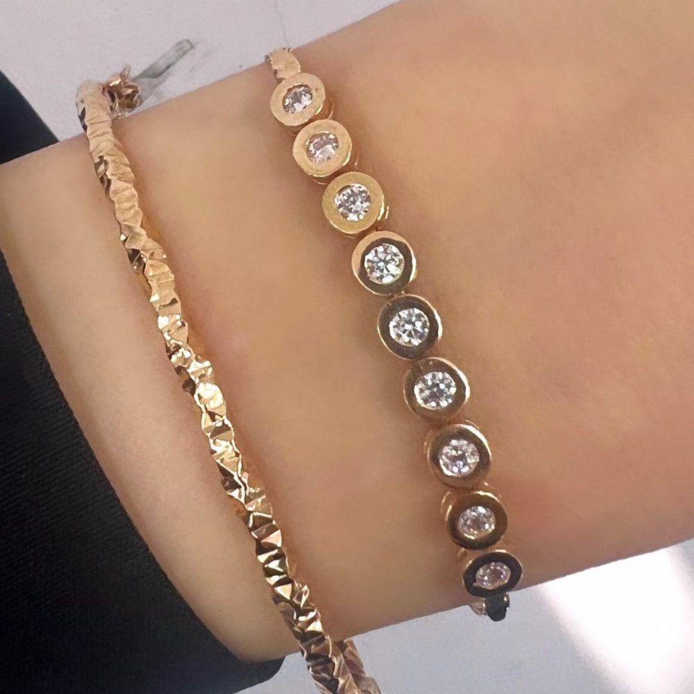 Taşlı Bileklik 14 Ayar Sarı Altın