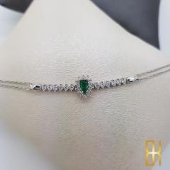 Yeşil Taşlı Beyaz Altın Bileklik