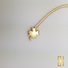 Taşlı Yonca Kolye - 14 Ayar Altın