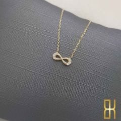 Taşlı Sonsuzluk Kolyesi- Sarı Renk Altın