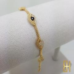 Göz Kirpik Taşlı Altın Bileklik- 14 Ayar