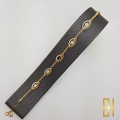 Göz Kirpik Taşlı Altın Bileklik- 14 Ayar