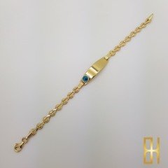 Nazar Boncuklu Çocuk Altın Künye Kilit Zincir