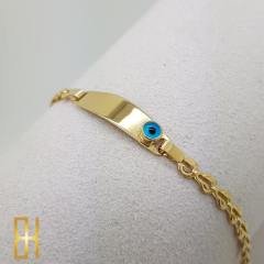 Nazar Boncuklu Çocuk Altın Künye Kilit Zincir