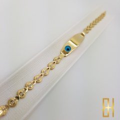 Nazar Boncuklu Çocuk Altın Künye Kilit Zincir