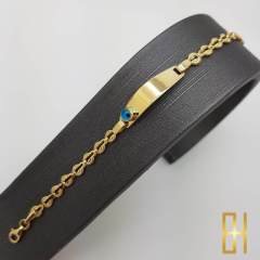 Nazar Boncuklu Çocuk Altın Künye Kilit Zincir