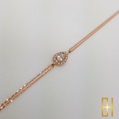 Damla Taşlı Rose Altın Bileklik